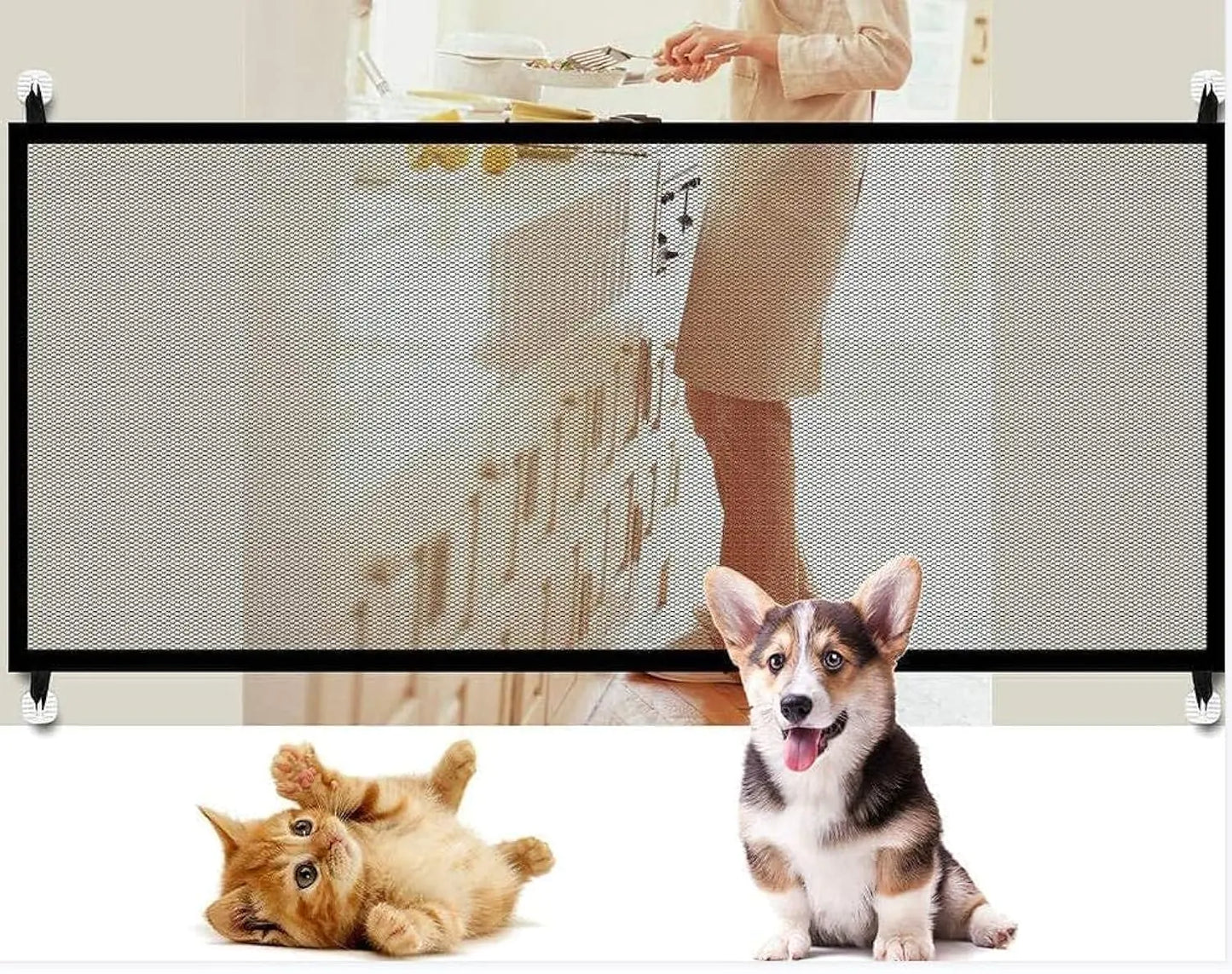 Pet Fence Isolation Fence Transparent Window Balcony Fence Pet Safety Protection,Pet Door,Dog Door,Pet RailingDog RailingDogs Screen Mesh.(71 * 28.3) Inches