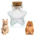 COSOWO Memorial Bottle for Pet Hair Dogs & Cats Fur Memorial Glass Keepsake with 2 Silver Accessories Pet Memorial Urn Star Shape